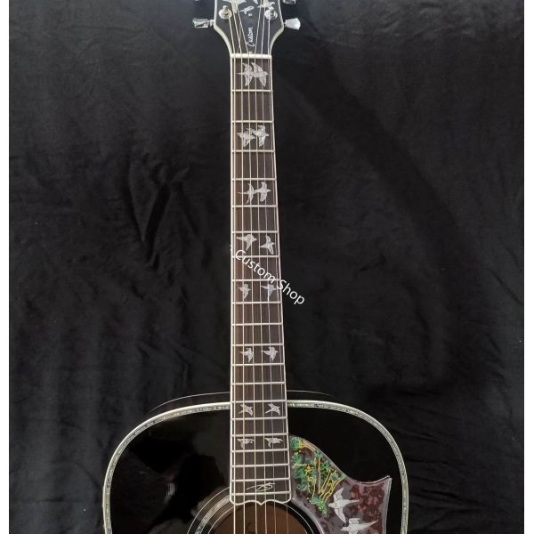 Custom Grand 41 inch Dreadnought Acoustic Guitar in Dark Brown Finish Flamed Maple Back & Sides