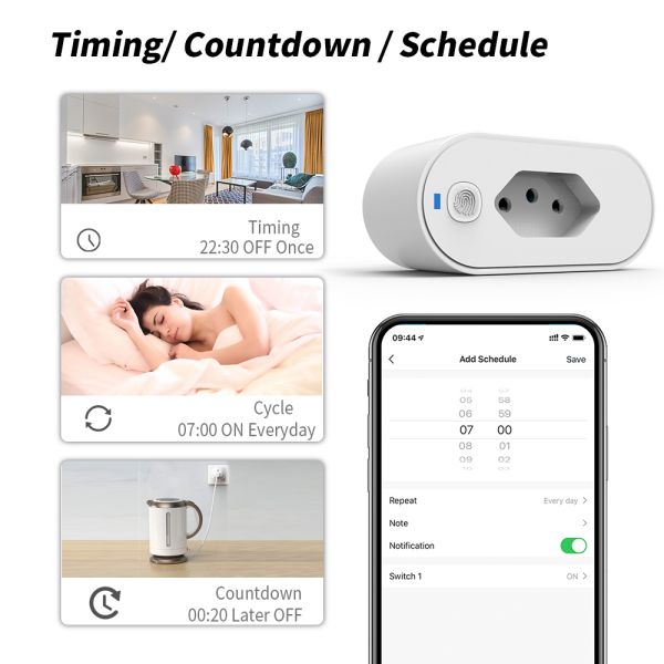 Android IOS Dimmable Smart Plug Energy Power Monitoring 2.4GHz Fire Retardant