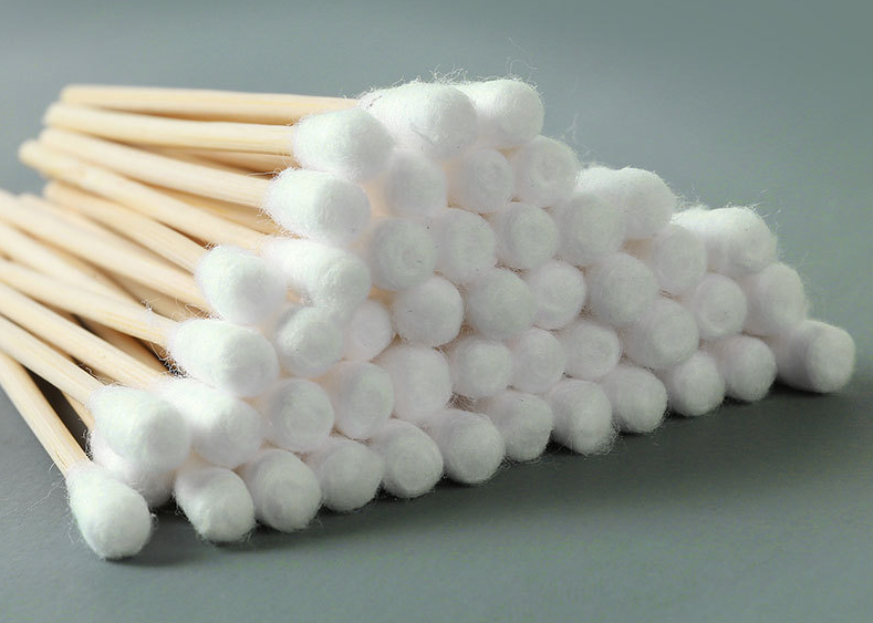 MS05 10cm Disposable cotton swab sterile cosmetic single head medical wooden stick cotton swab absorbent cotton swab