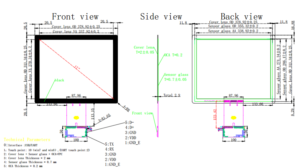 Industrial 17 Inch Multi Touch Screen Panel Kit Dustproof For All In One PC
