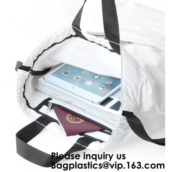 Tyvek Reversible Reusable Shopping Tote Beach Pool Travel Bag Ultra Soft FOLDABLE Material,Reusable Grocery Bag, Easily
