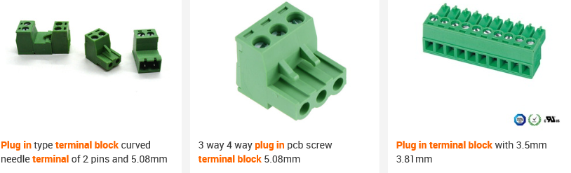 RDOQ 3.81pitch 2P-24P 300V 10A green with flange plug in type terminal block connector