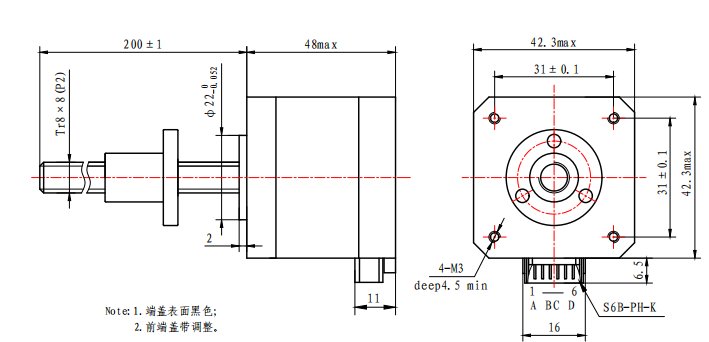 мотор NEMA 0.4A 17 42X48mm Stepper с мотором винта руководства шагая