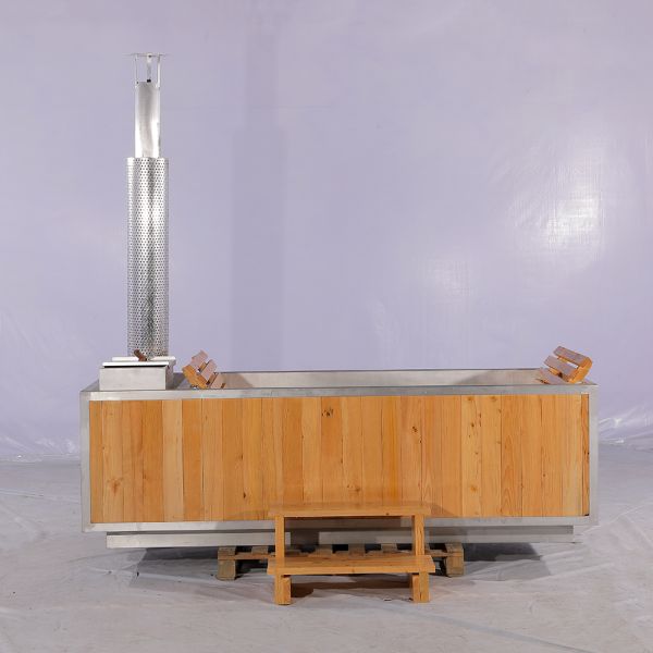 Outdoor Wood Burning Hot Tub Square Steam Sauna Room For Spa