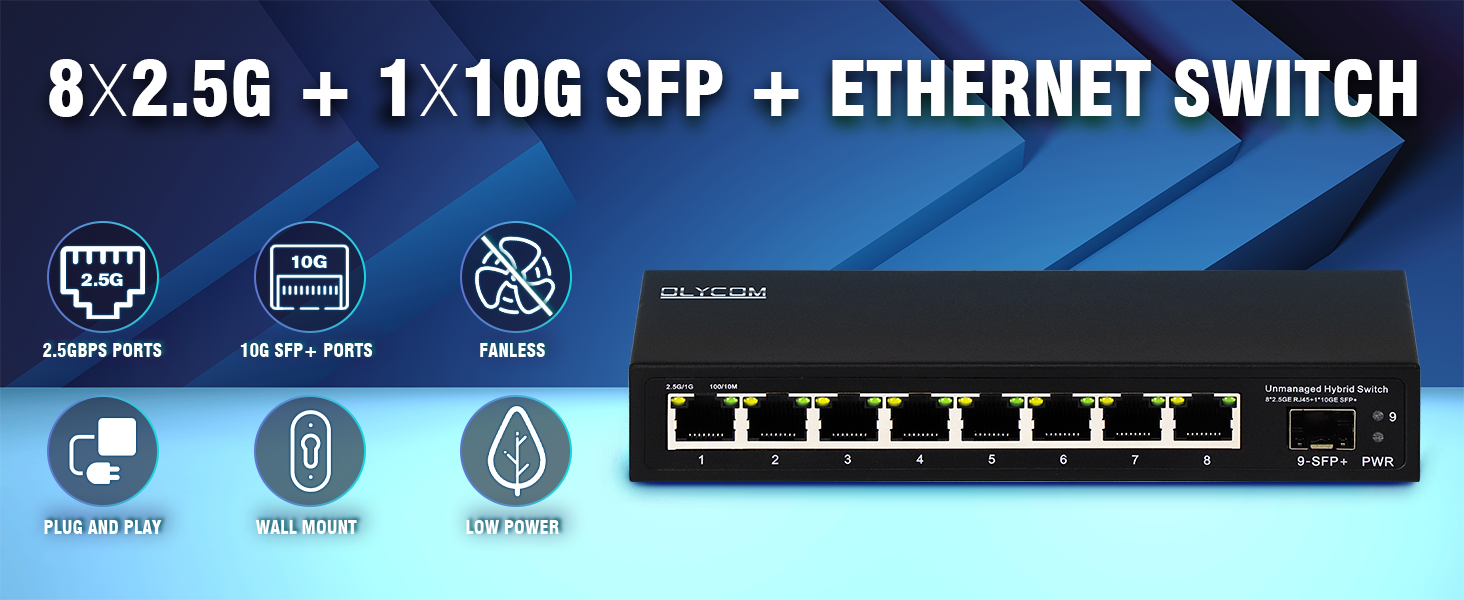 Unmanaged 2.5G Ethernet Switch with 60Gbps Backplane Bandwidth and 10G Uplink SFP Port for Business Networks