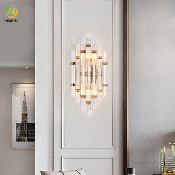 E14 Luzes de parede de cristal modernas douradas e transparentes Projeto criativo para decoração de casa