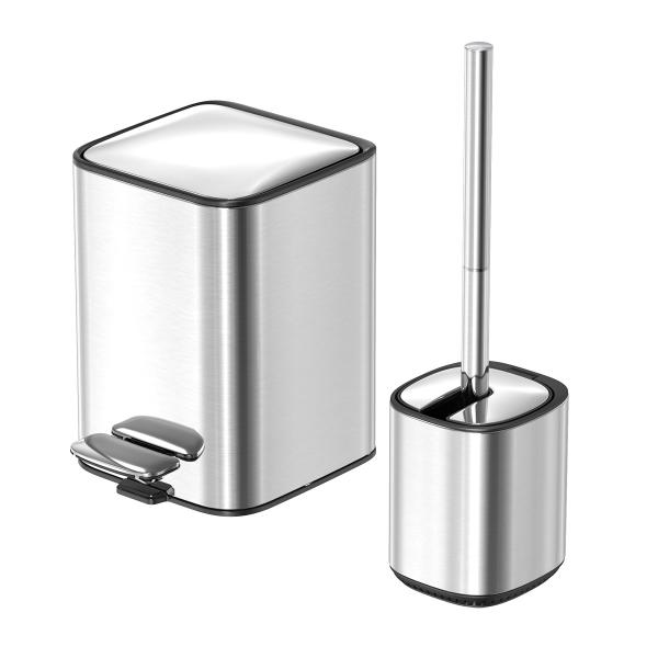 Stainless Steel Flip Lid Toilet Brush And Holder For Household Toilet Cleaning Essentials