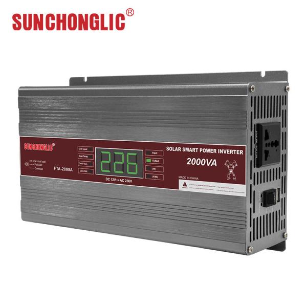 2000w Solar Smart Power Inverter Output LED Display DC 12V To AC 220V