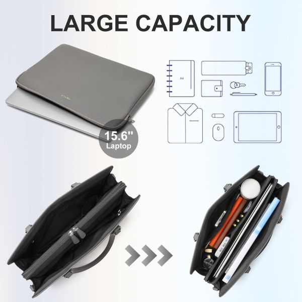 KEYLI 4PC SETS LAPTOP BAG FOR WOMEN LARGE LEATHER LAPTOP BRIEFCASE WITH USB CHARGING PORT COMPUTER SHOULDER TOTE BAGS PU