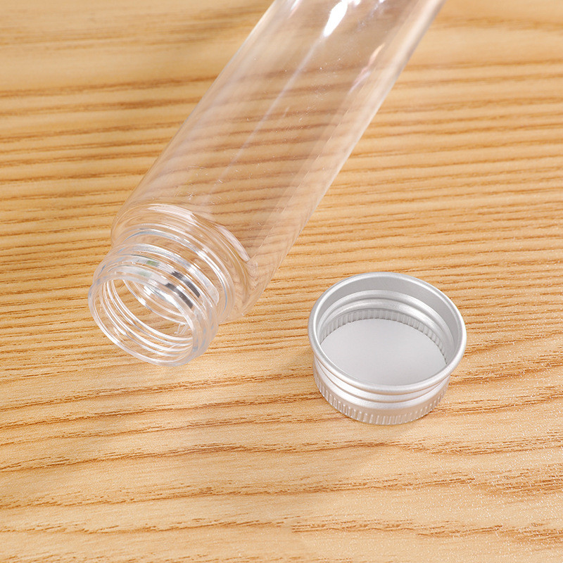 110ml Plastic Flat Bottom Test Tube Bottle Data Cable Line Tube With Screw Aluminum Gold Silver Black Cap Lid