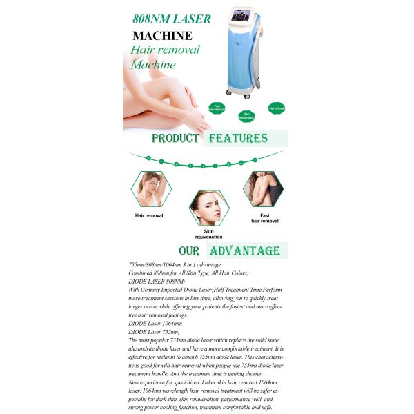 Vertical Diode Laser Hair Removal Machine Permanent Painless 808nm