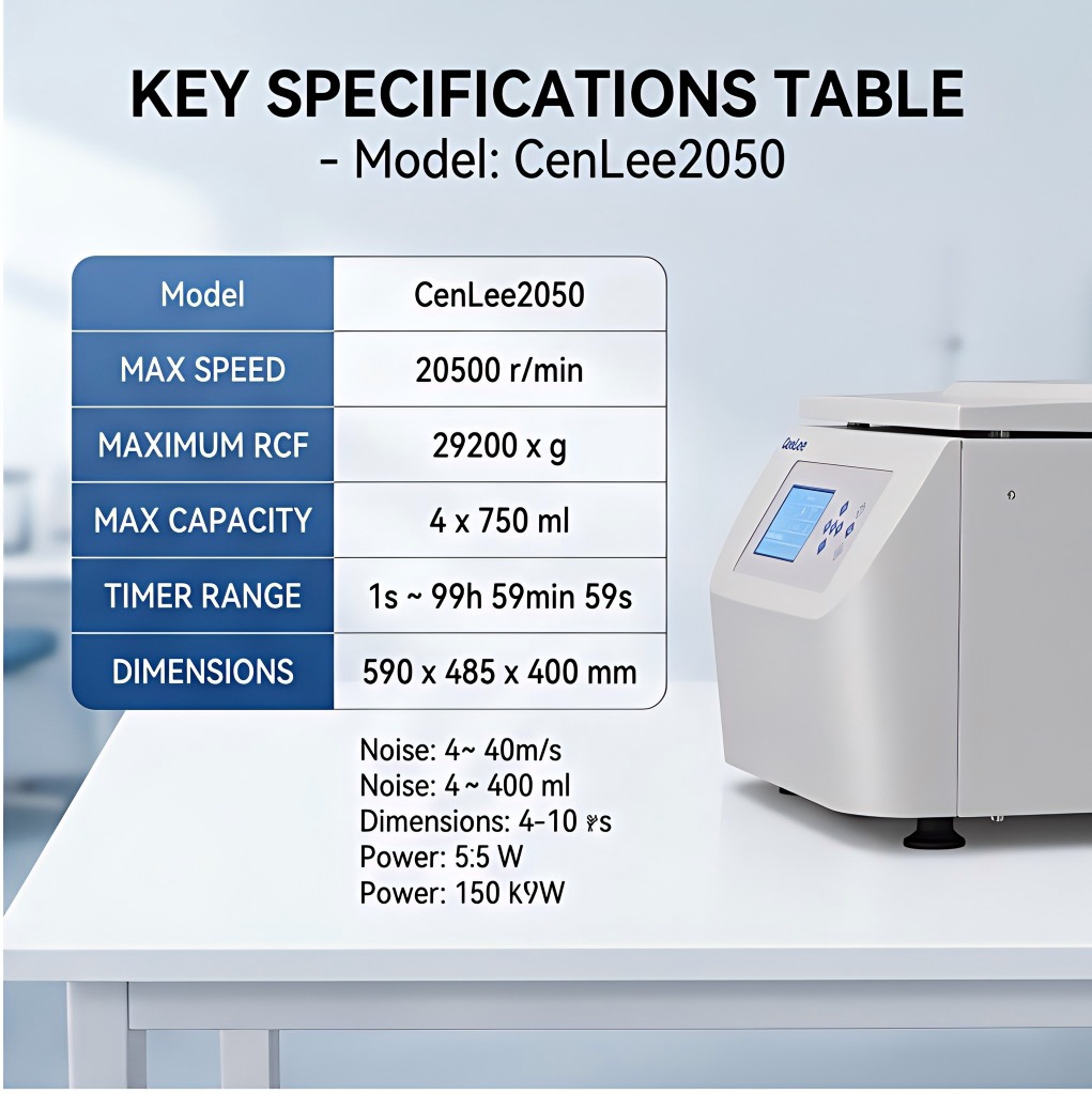 CenLee2050 Clinical High Speed Centrifuge 20500r/min 29200xg Microprocessor Controlled 304 SS Rotor