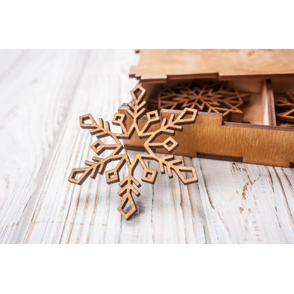 Personalized christmas ornaments Wooden snowflakes Set of 16 snowlakes Snowflake ornament