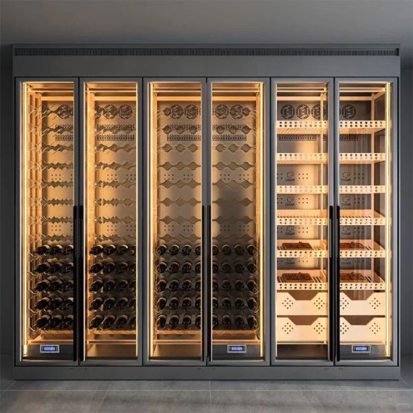 European Style Stainless Steel Wine Cabinet With Ornate Carvings For Luxury Homes
