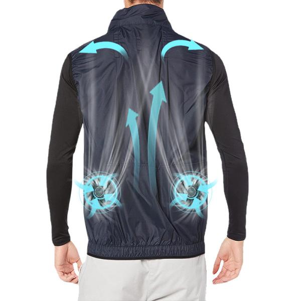 Black Air Conditioning Clothing Fan Cooling Jacket Under Hot Weather 100% Polyester