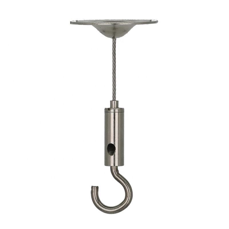 Custom Expandable Telescopic Hooked Cable Hanging System Retractable Steel Wire Rope With Spring Hook For Industrial Lighting Use