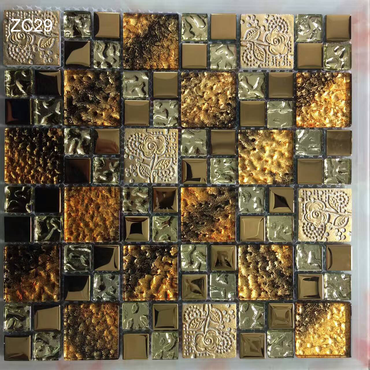 Wear-resistant and Firebrick Luxury Glass and Metal Wall Swimming Pool Mosaics For Renovation and Project