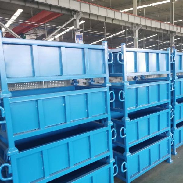 Industrial Grade Steel Grid Metal Pallet Box Powder coated For Warehouse Storage