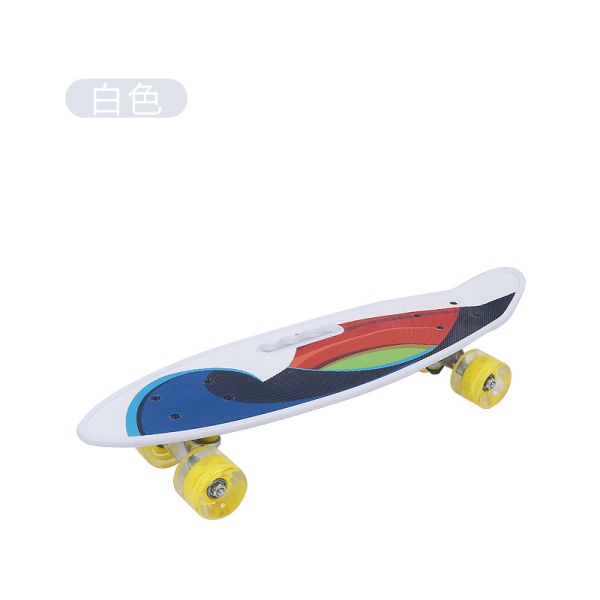 Flat-Plate Hand-held Small Fish Board Printed Skateboard Four Wheel Flash Mobility Scooter For Boys And Girls