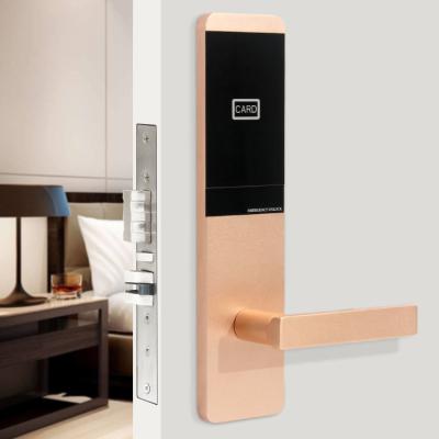 RFID Swipe Apartamento Digital Smart Door Lock Conexão sem fio Manobrista Bloqueio Segurança Anti-roubo Liga de alumínio ouro