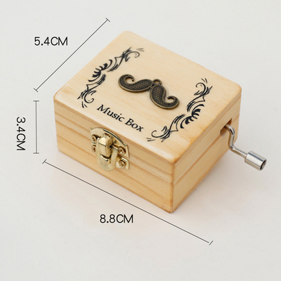 Christmas Holiday Wooden Jewelry Music Box with Silk-Screen Printing and Burned Design