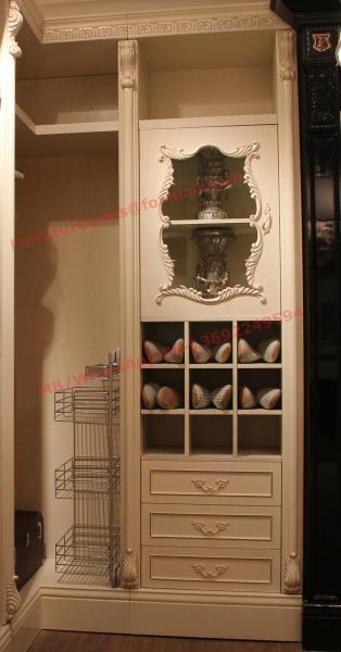 Luxcury Indoor Villa Furniture wood in-wall Wardrobe room by ivory white with mirror