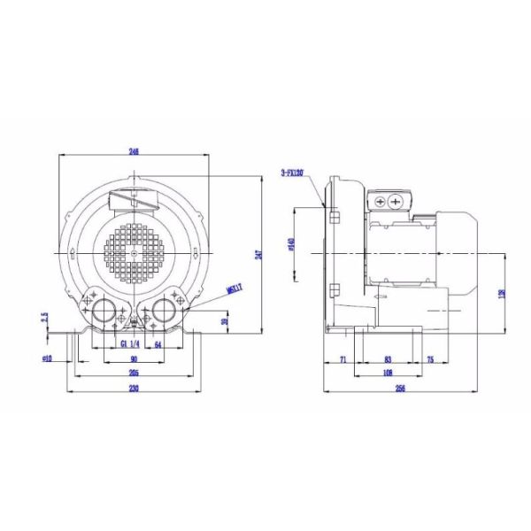 Three Phase Silver Air Ring Blower , Ring Compressor Blower For Dental Suction Machine
