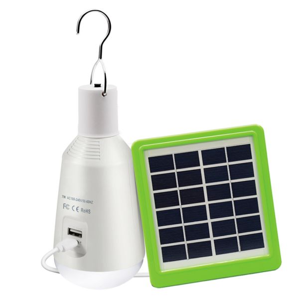 LED Solar Light Solar Bulb with Remote Control Lamp Indoor Waterproof Panel Emergency Plastic Bulb Hook Tent Lantern Outdoor