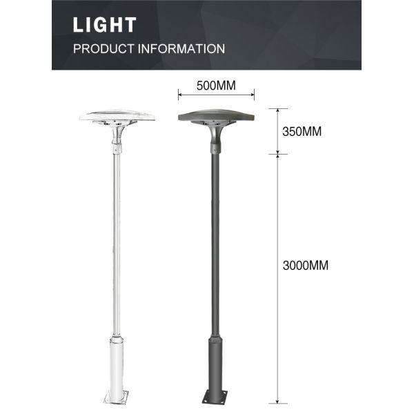 Garden Lamp 30W 3000-6000K IP65 500*500*350MM 5.5KG 140-76MM 3-6M