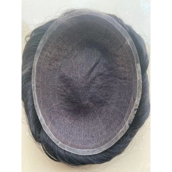 Super breathable Swiss lace bleached knots undetectable hairline Indian human hair toupee