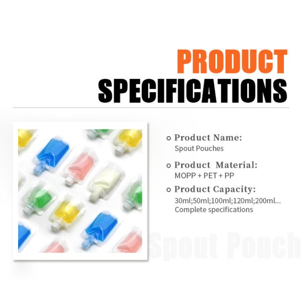 сумка полиэтиленовых пакетов 8.6mm ясности студня варенья 50ml Resealable жидкостная с упаковкой Spout