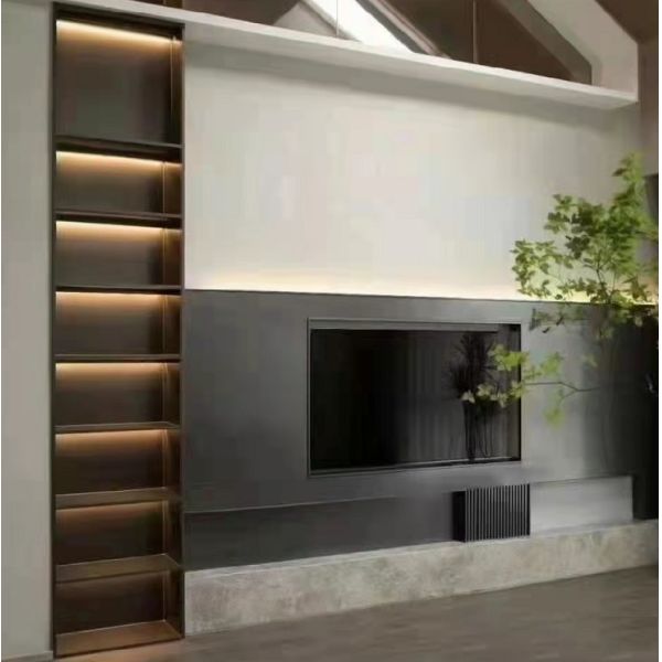 Полка нержавеющей стали шкафа ТВ рассекателя комнаты металла декоративная