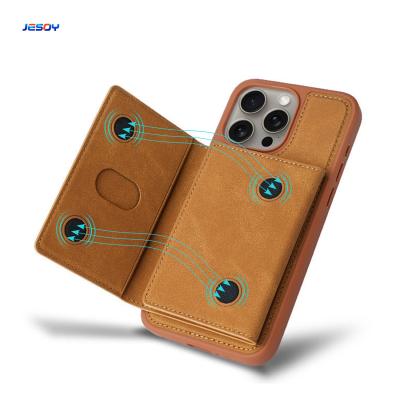 Brown Leather Phone Case Fashionable Leather Cell Phone Wallet Case With Card Holders