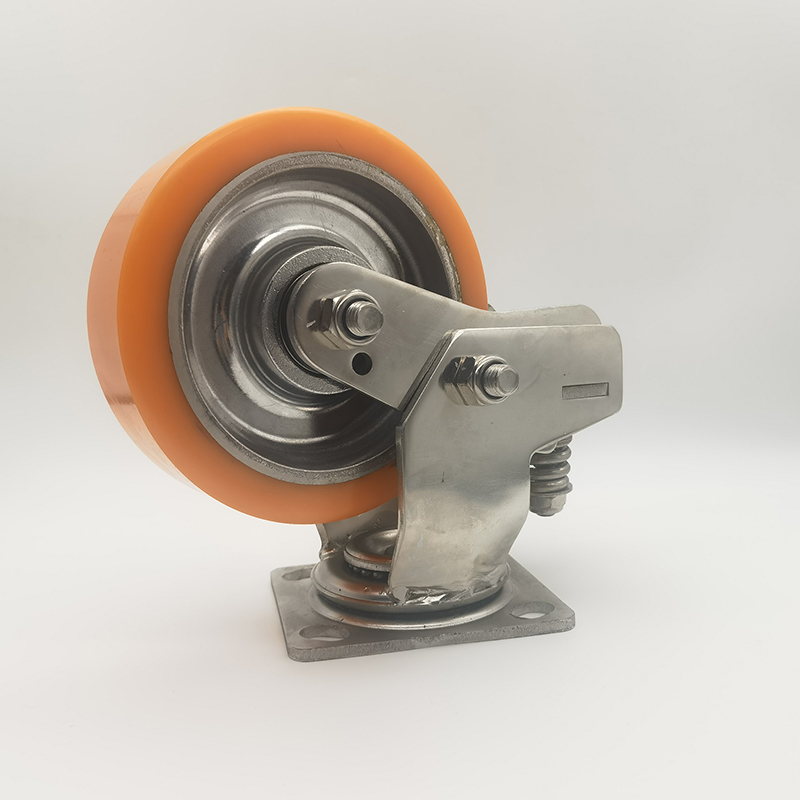 Stainless Steel Industrial Wheel Casters with Dual Spring Shock Absorption and