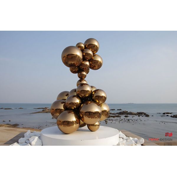 1 Color Print Method Sculpture with Stainless Steel Metal Balls and Mirror Technology