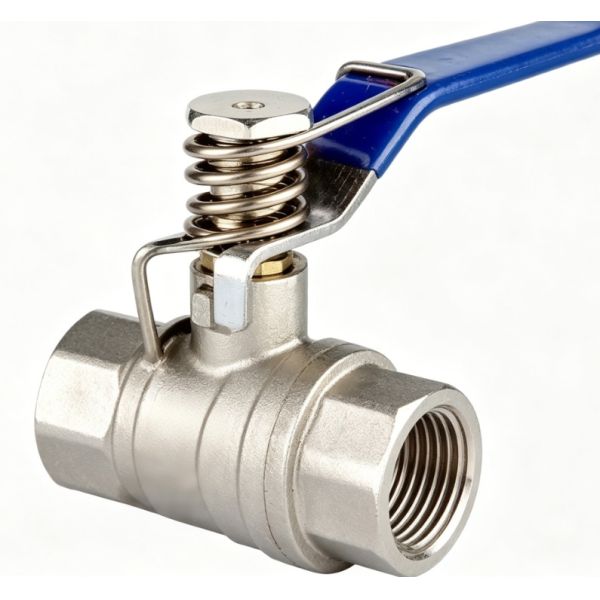 304 Stainless Steel Spring Return Ball Valve 2 Piece Female Thread Automatic Reset Quick Close Ball Valve 1000WOG NPT BSPT