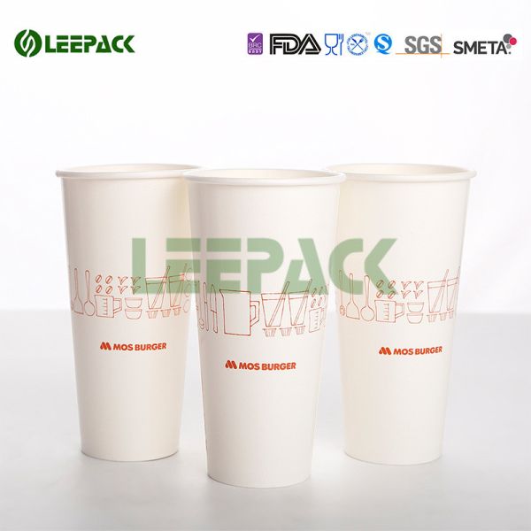 22 Oz Large Size Green Single Wall Paper Cups Disposable For Cold / Hot Drink