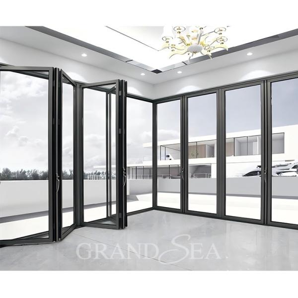 Grandsea Waterproof Hurricane Proof Aluminium Alloy Patio Glass Bi Folding Door American Bifolding Aluminum Folding Door