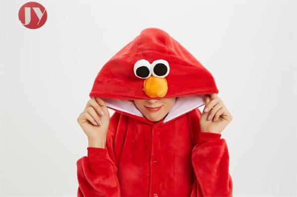 Cute  Flannel Women'S Cartoon Pajamas , Elmo Kigurumi Animal Onesies Sleepwear