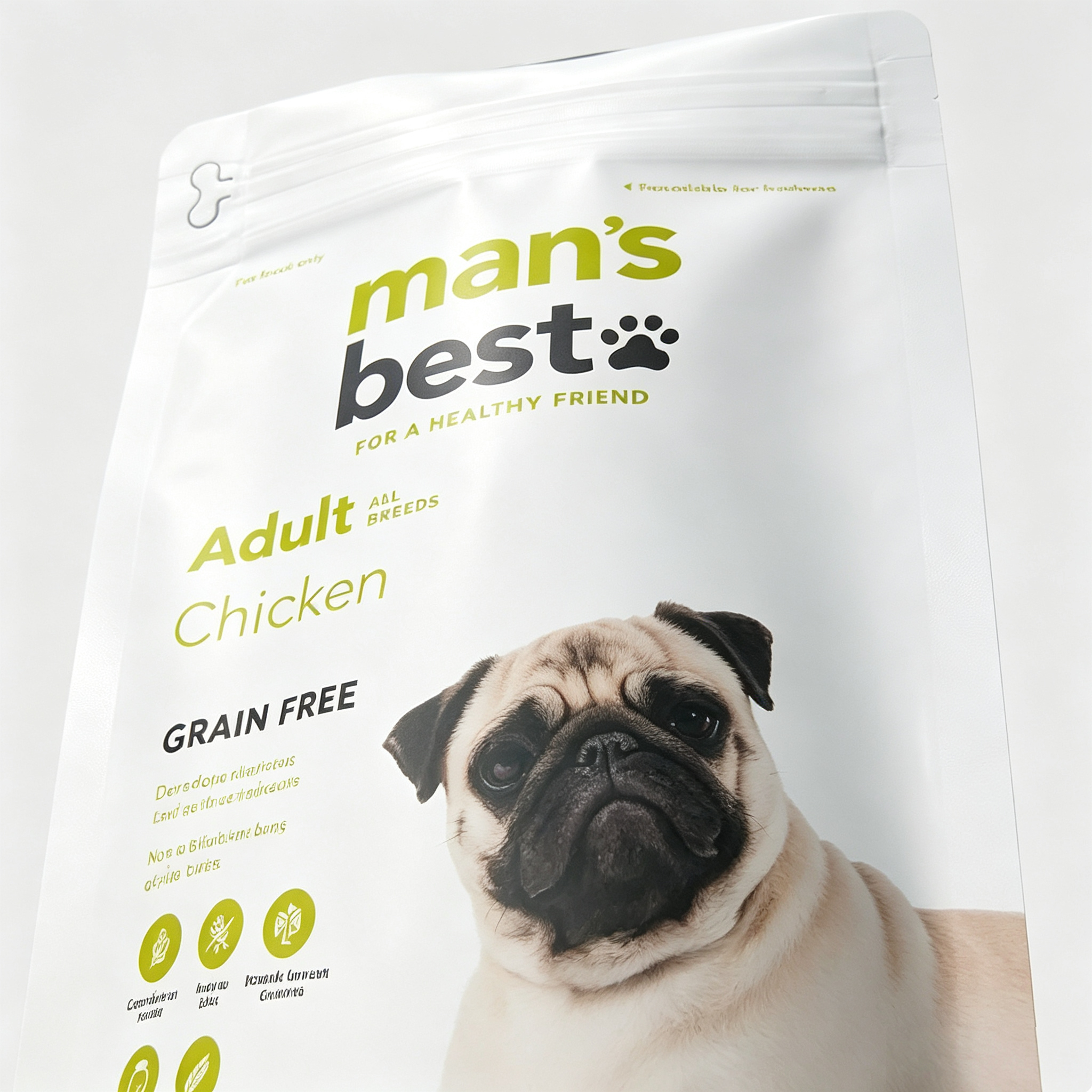 Stand-Up Pet Food Pouches With Pull Tab Zipper | User Friendly Visible Resealable Zip Doypack For Grain Free Dog Cat Food Custom Printed OEM