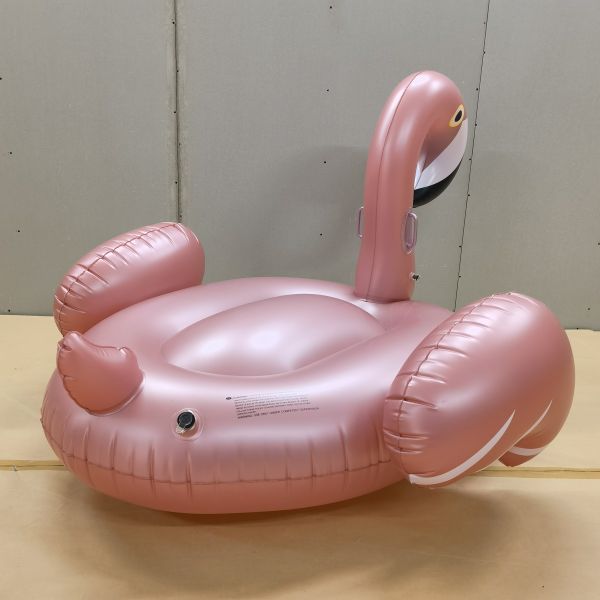 Premium PVC Rose Gold Flamingo Float, Durable Inflatable Lounger for Pool Beach Party