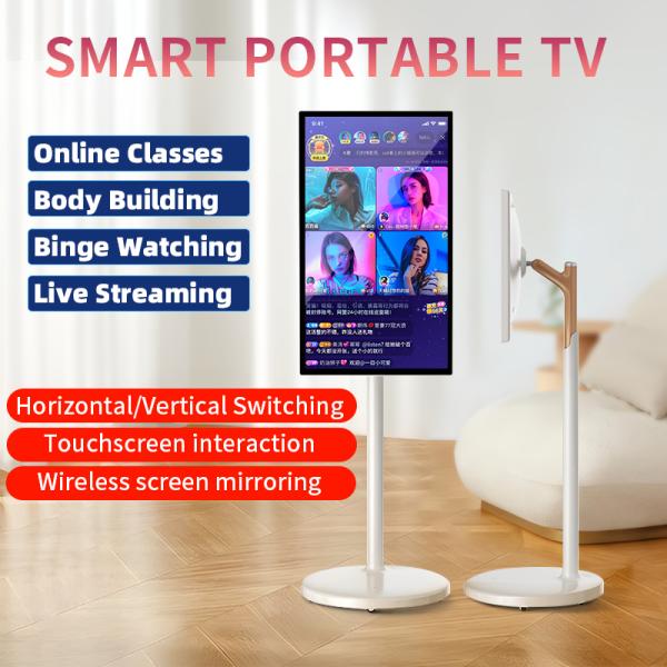32 inch 8G+128G Portable TV, Ultra HD Experience, Battery-Powered Mobile Smart Screen - Rolling Display for Recipes & Workouts, Follow Me Screen