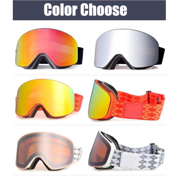 Applicable Scene Customized Anti-fog UV400 Frameless Magnetic Ski Goggles for Skiing