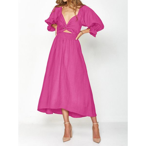 Vêtements à manches courtes et à col en V pour femmes Vêtements décontractés à genou