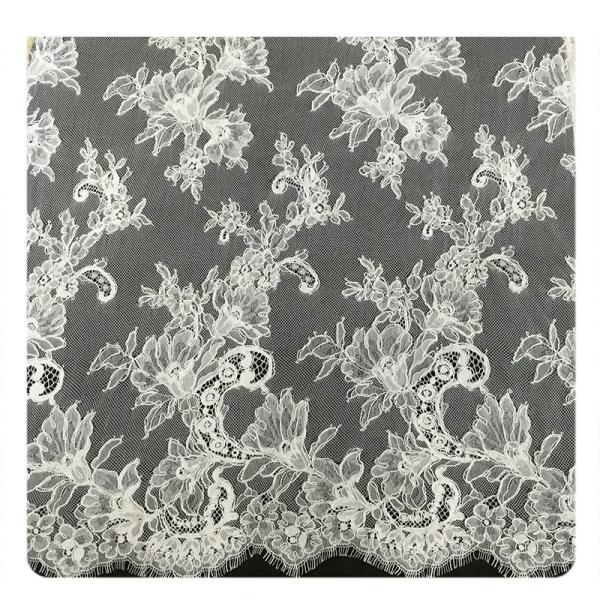 Ivory Eyelash Chantilly Lace Trim , Bridal Cream Cord Lace Fabric
