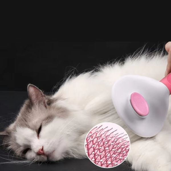 Blue / Pink / Gray Pet Grooming Brushes Self Cleaning Cat Slicker Brush