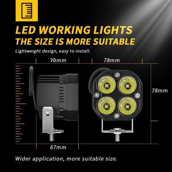 Off Road Vehicle LED Working Light Motorcycle Spotlight 1500LM IP65 Waterproof