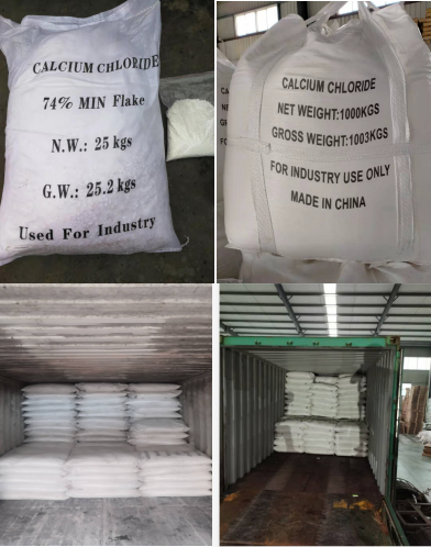Offwhite Flake Calcium Chloride Chemical 74% For Snow Melting And Drying