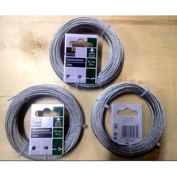 2.0mm X 20m de cable de alambre galvanizado recubierto para la protección segura