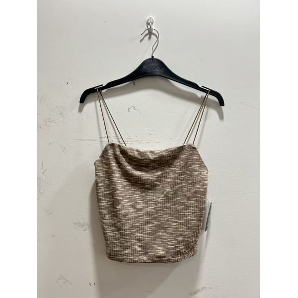 Space Dye Cowl Neck Cami Top - Thin Spaghetti Straps (Beige / Brown / Green)